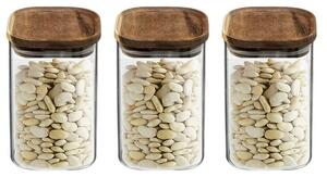 Set of 3 Air Seal Square Glass Storage Jars Clear