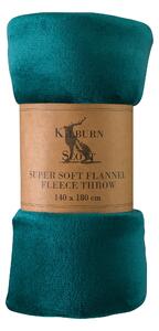 Rolled Flannel Fleece Throw 140cm x 180cm Teal