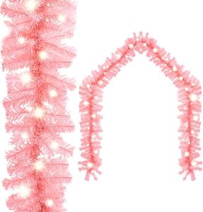 Christmas Garland with LED Lights 10 m Pink