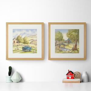 Set of 2 Framed Prints - Carrot Farm Detail II / Carrot Cottage School Oak
