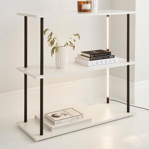 Aiko Console Table with 2 LED Lights Black and Faux Marble White