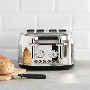 Retro Stainless Steel 4 Slice Toaster Silver
