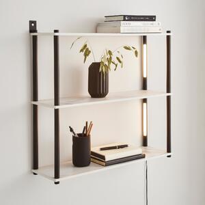 Aiko Wall Unit with LED Lights Black and Faux Marble White