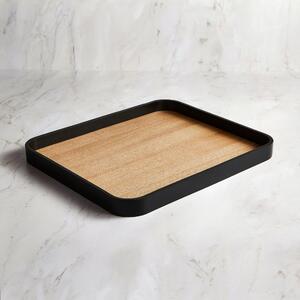 Painted Rim Rectangle Tray Black