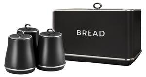 Tower Renaissance Bread Bin & Set of 3 Canisters Black