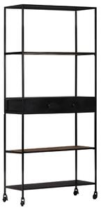 Book Cabinet 80x35x180 cm Rough Mango Wood & Iron