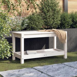 Garden Bench White 82.5x35x45 cm Solid Wood Pine