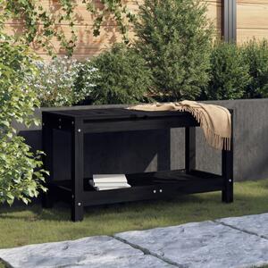 Garden Bench Black 82.5x35x45 cm Solid Wood Pine