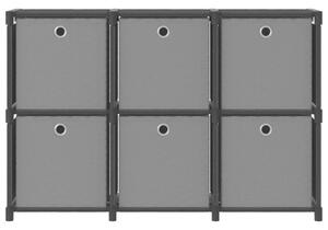 6-Cube Display Shelf with Boxes Black 103x30x72.5 cm Fabric