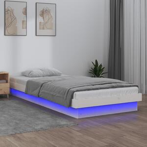 LED Bed Frame White 90x200 cm Solid Wood