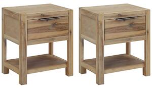 Nightstands with Drawers 2 pcs 40x30x48 cm Solid Acacia Wood