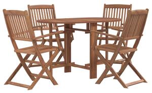 5 Piece Folding Outdoor Dining Set Solid Acacia Wood