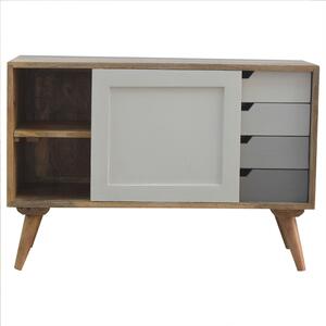 Nordic Solid Sliding Doors 4 Drawers Cabinet