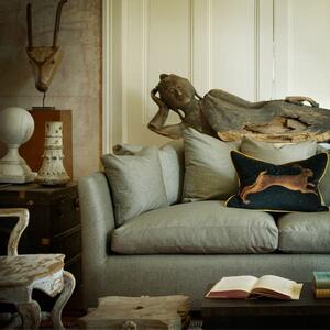 Pisanello Hare, Sustainable Feather, Cushion, 55cm x 35cm, Black/Brown/Gold - Andrew Martin Velvet Animal