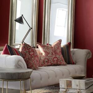 Iznik Red, Sustainable Feather, Cushion, 55cm x 55cm - Andrew Martin Velvet Floral & Kilim