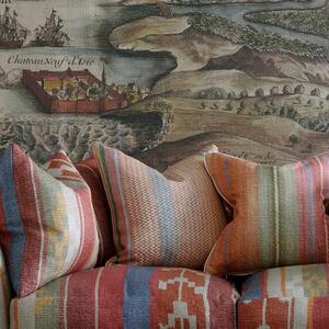 Oxus, Sustainable Feather, Cushion, Multi - Andrew Martin Linen Blend Geometric & Ikat & Kilim & Stripe