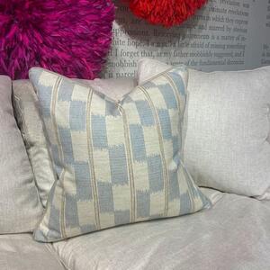 Positano Aqua, Sustainable Feather, Cushion - Andrew Martin Cotton Blend Geometric & Stripe