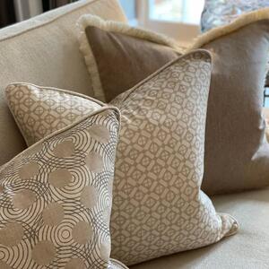 York Camel/Vesper, Sustainable Feather, Cushion - Andrew Martin Sophie Paterson With Trim/Fringe & Wool & Wool Blend Plain