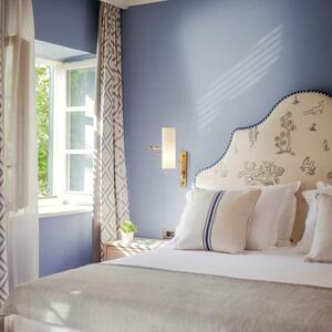 Trek Medal Stripe Navy Tape, Sustainable Feather, Cushion - Andrew Martin Linen