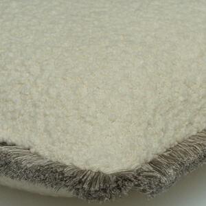Fleece Chalk, Sustainable Feather, Cushion, 55cm x 55cm - Andrew Martin Bouclé & With Trim/Fringe Weave