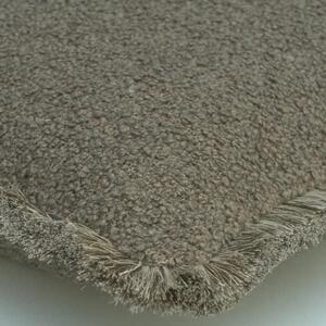 Fleece Truffle, Sustainable Feather, Cushion, 55cm x 55cm - Andrew Martin Bouclé & With Trim/Fringe Weave