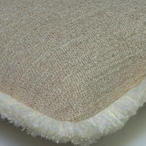 Wren Stone, Sustainable Feather, Cushion, 55cm x 55cm - Andrew Martin Sophie Paterson With Trim/Fringe & Linen Blend & Viscose Blend & Wool Blend Plai