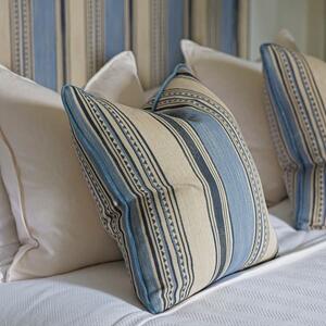 Las Salinas 8, Sustainable Feather, Cushion, 55cm x 55cm, Blue - Andrew Martin Cotton Blend Kilim & Stripe