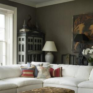 Portscatho Plume, Sustainable Feather, Cushion, 55CM X 40CM, Red - Andrew Martin Wool Blend Stripe