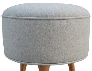 Ashley Tweed Grey Fabric Round Footstool