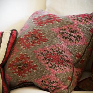 Orillo Pink, Sustainable Feather, Cushion, 55cm x 55cm - Andrew Martin Cotton Blend Kilim & Weave