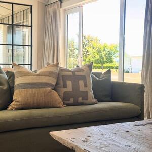 Es Cavalet 1, Sustainable Feather, Cushion, 50cm x 50cm - Andrew Martin Cotton Blend Stripe