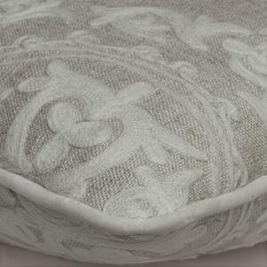 Yurt Ivory, Sustainable Feather, Cushion - Andrew Martin Linen & Linen Blend Embroidered & Floral & Geometric