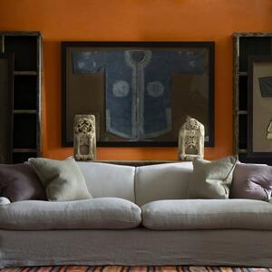 Rocco Sage, Sustainable Feather, Cushion, 55cm x 55cm - Andrew Martin With Trim/Fringe & Linen & Linen Blend Plain