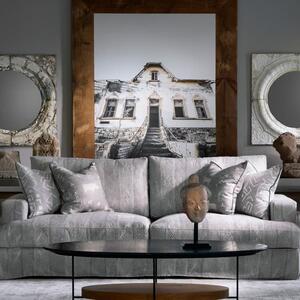 Ashanti Smoke, Sustainable Feather, Cushion, 55cm x 55cm - Andrew Martin Linen & Linen Blend & Viscose Blend Geometric