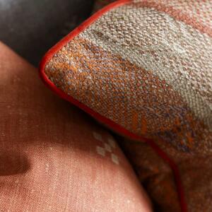 Isthmus Brick / Chocolate, Sustainable Feather, Cushion, 55cm x 55cm, Brick Chocolate - Andrew Martin Linen & Linen Blend & Viscose Blend Herringbone