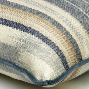 Nineveh Denim, Sustainable Feather, Cushion, 55cm x 55cm - Andrew Martin Linen & Linen Blend & Viscose Blend Stripe