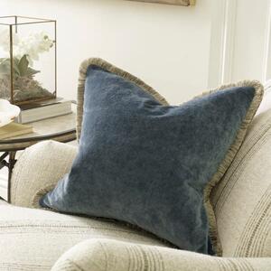 Venetia Denim, Sustainable Feather, Cushion - Andrew Martin Sophie Paterson With Trim/Fringe & Linen & Velvet Plain