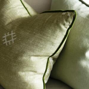 Jericho Green, Sustainable Feather, Cushion, 55cm x 55cm - Andrew Martin Linen & Linen Blend & Viscose Blend Geometric