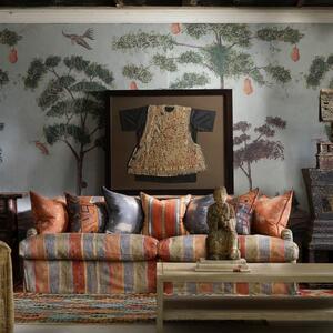 Ashanti Chocolate, Sustainable Feather, Cushion, 55cm x 55cm - Andrew Martin Linen & Linen Blend & Viscose Blend Geometric