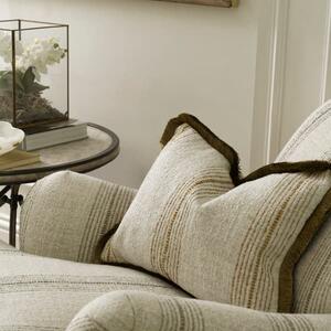 Atrani Stripe Ochre, Sustainable Feather, Cushion - Andrew Martin Sophie Paterson With Trim/Fringe & Linen & Linen Blend & Viscose Blend