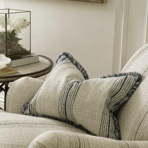 Atrani Stripe Navy, Sustainable Feather, Cushion, Denim - Andrew Martin Sophie Paterson Linen & Linen Blend & Viscose Blend