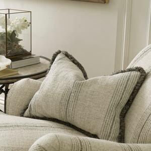 Atrani Stripe Silver, Sustainable Feather, Cushion - Andrew Martin Sophie Paterson With Trim/Fringe & Cotton Blend & Linen Blend & Viscose Blend