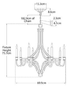 Mykonos Chandelier Iron, Aged Iron - Andrew Martin