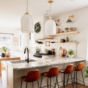 Eldridge Bell Pendant Light, Brass/White - Andrew Martin