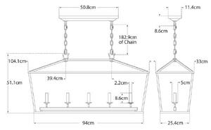 Darlana Linear Pendant Iron, Pendant Light, Medium, Aged Iron - Andrew Martin