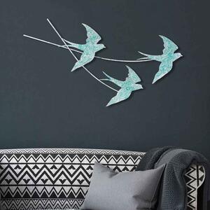 Parklane Metal Flying Bird Wall Art in Teal and White
