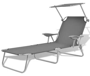 Xavien Outdoor Sun Lounger with Metal Frame in Grey