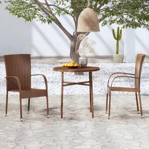 Yaviso Garden Poly Rattan Dining Table with 2 Chairs in Brown