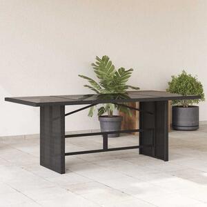 Xorell Garden Black Glass Top Dining Table with Poly Rattan Base