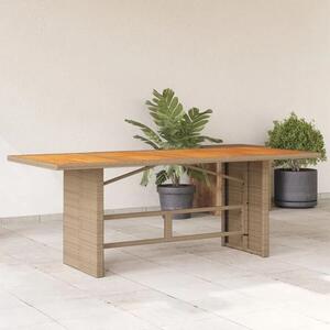 Xorell Garden Beige Acacia Wood Top Dining Table with Poly Rattan Base